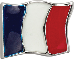 Sterling Silver 925 France Flag Enameled Bead with Antiqued Finish