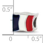Sterling Silver 925 France Flag Enameled Bead with Antiqued Finish