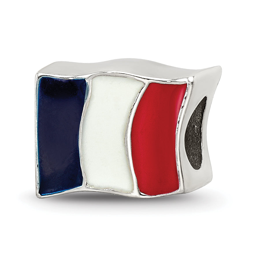 Sterling Silver Reflections Enameled France Flag Bead