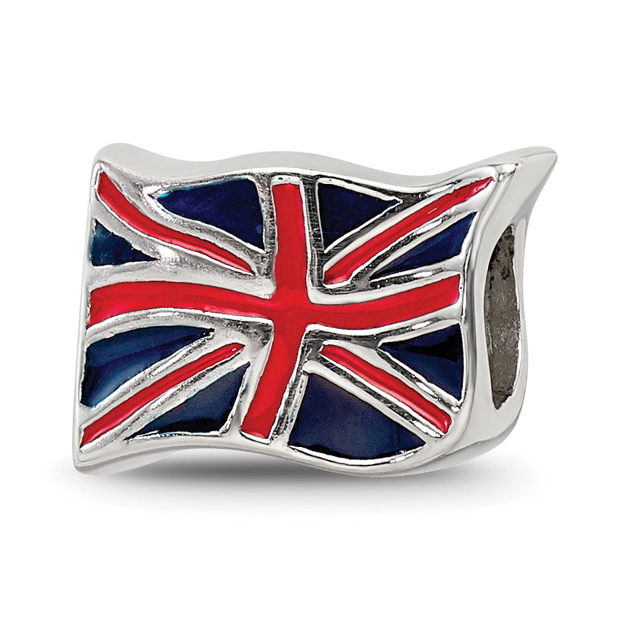 Sterling Silver Reflections Enameled United Kingdom Flag Bead