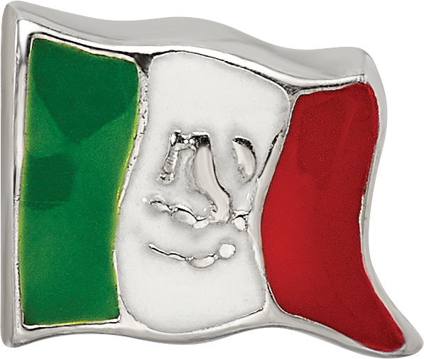Sterling Silver Reflections Enameled Mexico Flag Bead