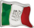 Sterling Silver 925 Mexico Flag Enameled Bead with Antiqued Finish