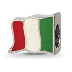 Sterling Silver 925 Mexico Flag Enameled Bead with Antiqued Finish
