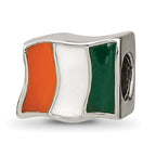 Sterling Silver 925 Ireland Flag Bead with Enameled Design Antique Finish