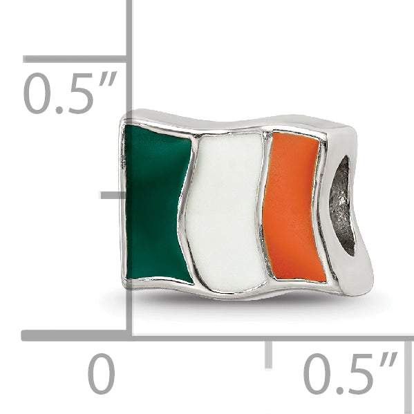 Sterling Silver Reflections Enameled Ireland Flag Bead