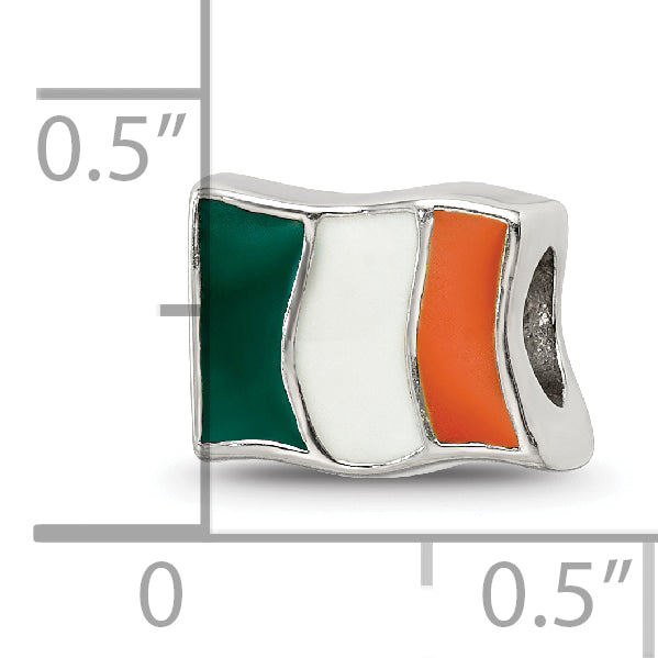 Sterling Silver 925 Ireland Flag Bead with Enameled Design Antique Finish