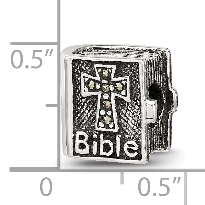 Sterling Silver 925 Marcasite Cross Bead with Polished Finish
