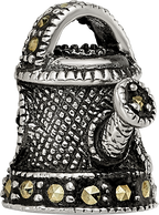 Sterling Silver Enameled Marcasite Watering Can Bead with Polished Finish