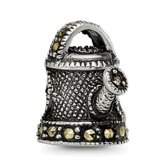 Sterling Silver Enameled Marcasite Watering Can Bead with Polished Finish
