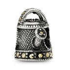 Sterling Silver Enameled Marcasite Watering Can Bead with Polished Finish