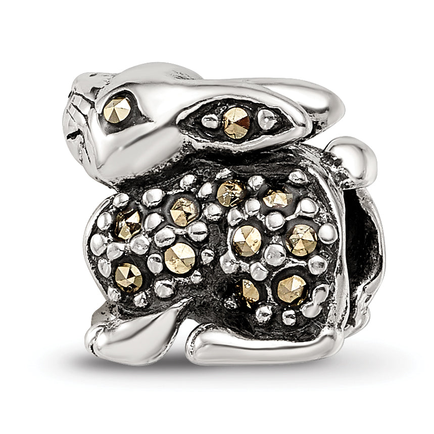 Sterling Silver 925 Marcasite Rabbit Bead Polished Solid Finish