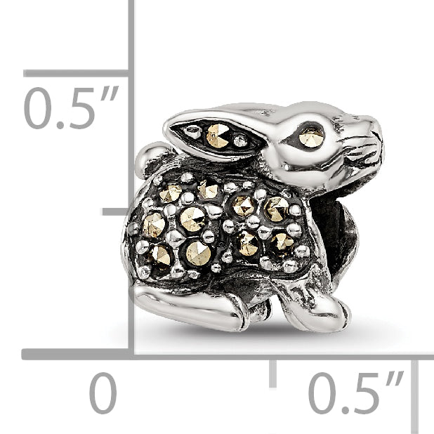 Sterling Silver 925 Marcasite Rabbit Bead Polished Solid Finish