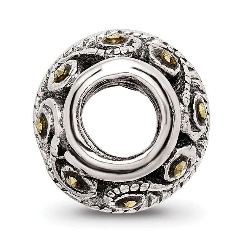 Sterling Silver 925 Bali Bead with Marcasite Polished Finish 10mm