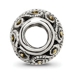 Sterling Silver 925 Bali Bead with Marcasite Polished Finish 10mm