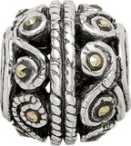 Sterling Silver 925 Bali Bead with Marcasite Polished Finish 10mm