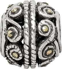 Sterling Silver 925 Bali Bead with Marcasite Polished Finish 10mm