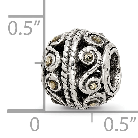 Sterling Silver 925 Bali Bead with Marcasite Polished Finish 10mm