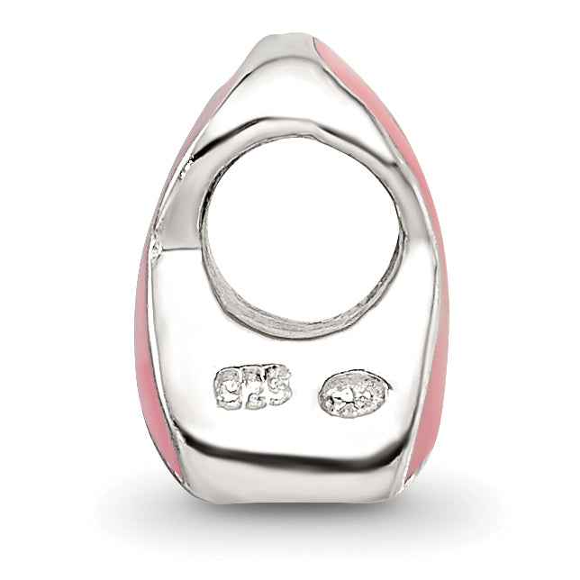 Sterling Silver 925 Kids Bead with Pink Enamel for Breast Cancer Awareness Secondary image
