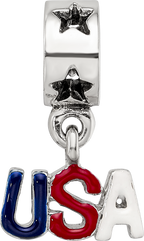 Sterling Silver 925 USA Dangle Bead with Enameled Finish by Sophia Jewelers
