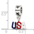Sterling Silver 925 USA Dangle Bead with Enameled Finish by Sophia Jewelers
