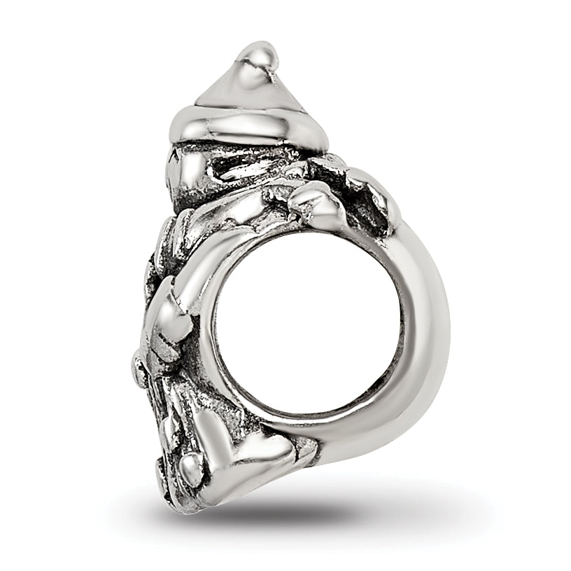 Sterling Silver 925 Polished Snowman Bead with Solid Casted Design