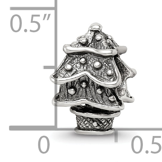 Sterling Silver 925 Christmas Tree Bead with Polished Finish Solid Design