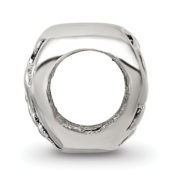 Sterling Silver 925 Scroll Heart Bead with Antiqued Finish