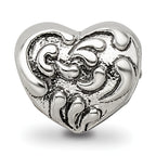 Sterling Silver 925 Scroll Heart Bead with Antiqued Finish