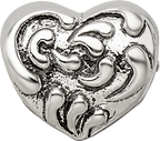 Sterling Silver 925 Scroll Heart Bead with Antiqued Finish