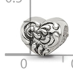 Sterling Silver 925 Scroll Heart Bead with Antiqued Finish