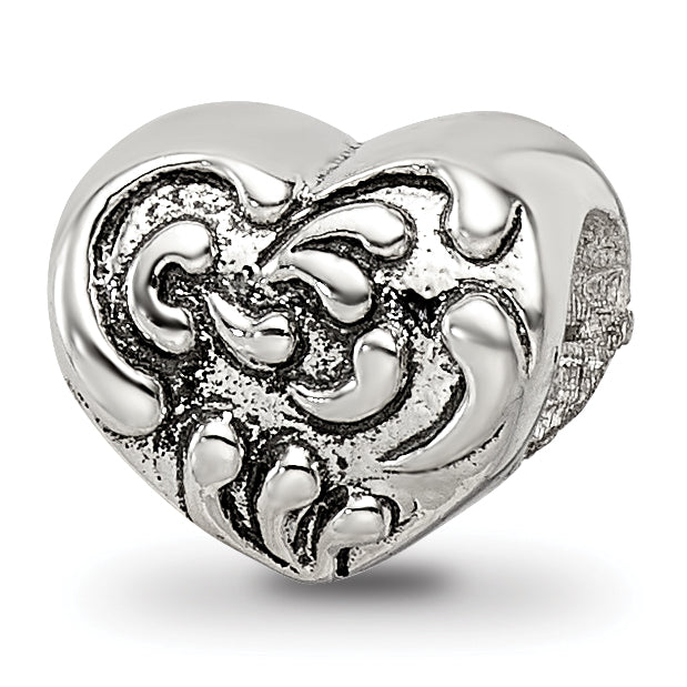Sterling Silver Reflections Scroll Heart Bead Main image