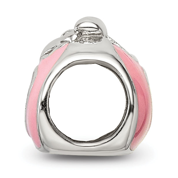 Sterling Silver 925 Pink and Red Enameled Purse Bead with Polished Finish Secondary image