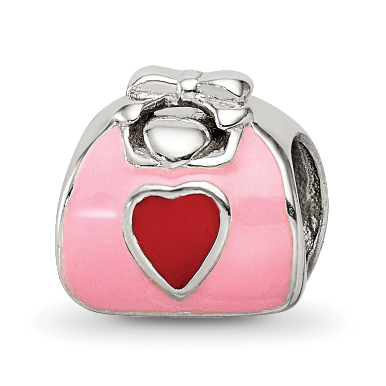 Sterling Silver Reflections Pink/Red Enameled Purse Bead Main image