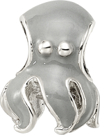 Sterling Silver 925 Enameled Octopus Bead with Polished Finish