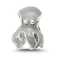 Sterling Silver 925 Enameled Octopus Bead with Polished Finish