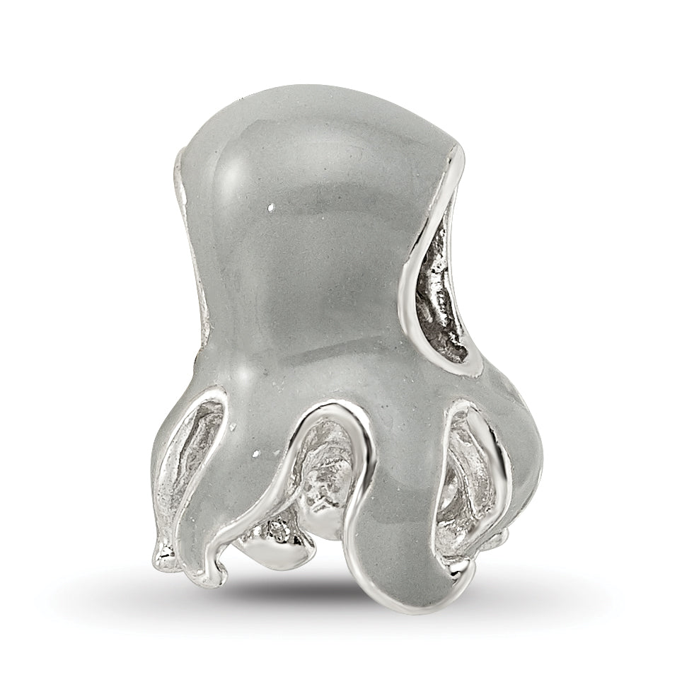 Sterling Silver 925 Enameled Octopus Bead with Polished Finish