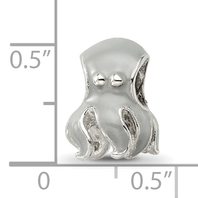 Sterling Silver 925 Enameled Octopus Bead with Polished Finish