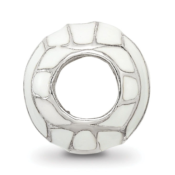 Sterling Silver 925 Enameled Volleyball Bead with Polished Finish