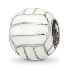 Sterling Silver 925 Enameled Volleyball Bead with Polished Finish
