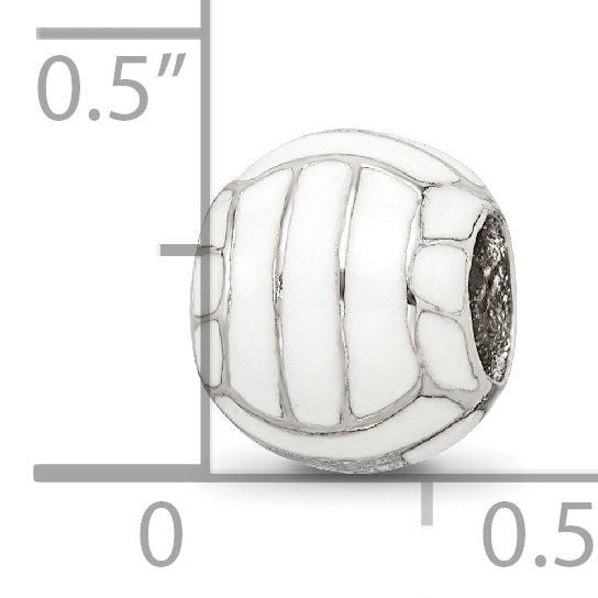Sterling Silver 925 Enameled Volleyball Bead with Polished Finish