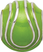 Sterling Silver 925 Enameled Tennis Ball Bead with Polished Finish