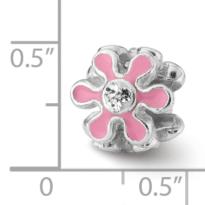 Sterling Silver Reflections Pink Flower w/Swarovski Crystal Bead