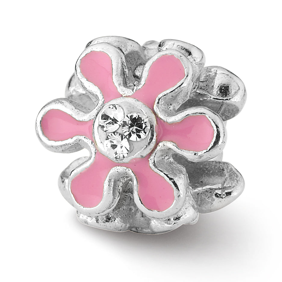 Sterling Silver Reflections Pink Flower w/Swarovski Crystal Bead
