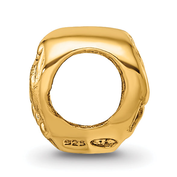 Sterling Silver Gold-Plated Scroll Heart Bead with Polished Finish