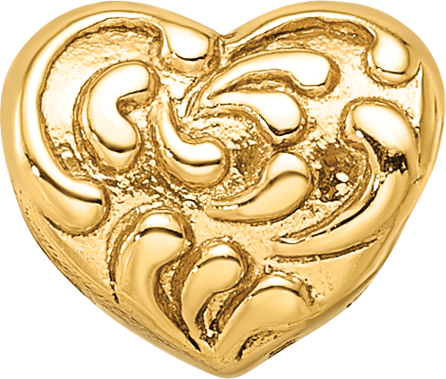 Sterling Silver Gold-Plated Scroll Heart Bead with Polished Finish