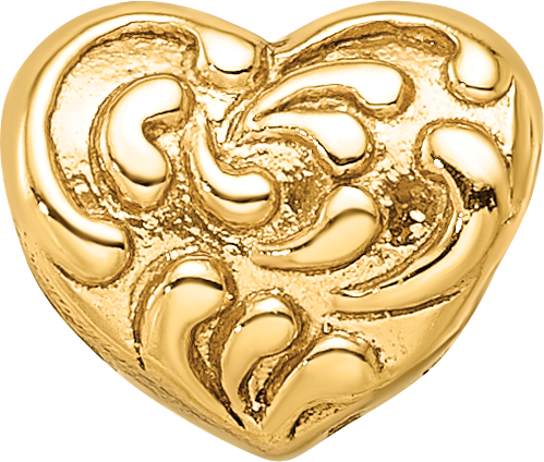 Sterling Silver Gold-plated Reflections Scroll Heart Bead