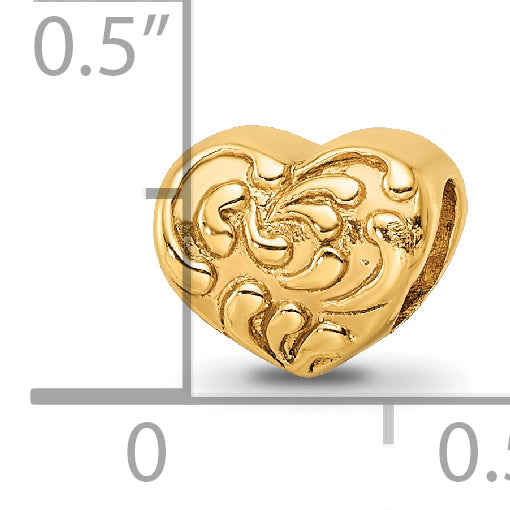 Sterling Silver Gold-Plated Scroll Heart Bead with Polished Finish