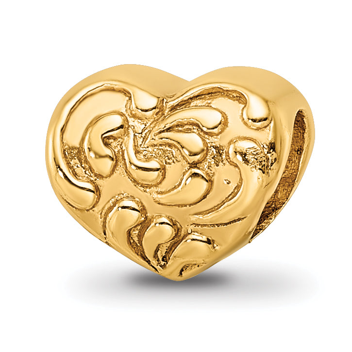 Sterling Silver Gold-plated Reflections Scroll Heart Bead Main image