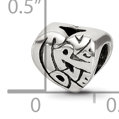 Sterling Silver 925 True Love Bead with Antiqued Finish Solid