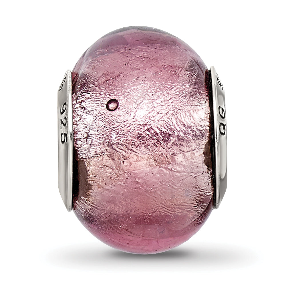 Lavender Italian Murano Glass Bead in Sterling Silver